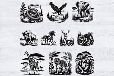 Safari Animal Svg Bundle, Animals Cliparts, Woodland Animal Svg SVG Creativeart88 