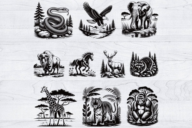 Safari Animal Svg Bundle, Animals Cliparts, Woodland Animal Svg SVG Creativeart88 