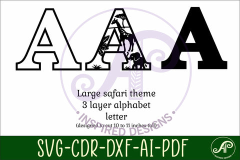 Safari animals Large A wall Letter 3 layer sign SVG APInspireddesigns 