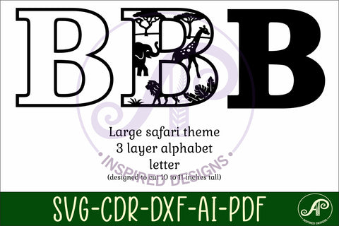 Safari animals Large B wall Letter 3 layer sign SVG APInspireddesigns 