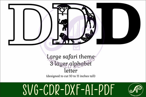 Safari animals Large D wall Letter 3 layer sign SVG APInspireddesigns 