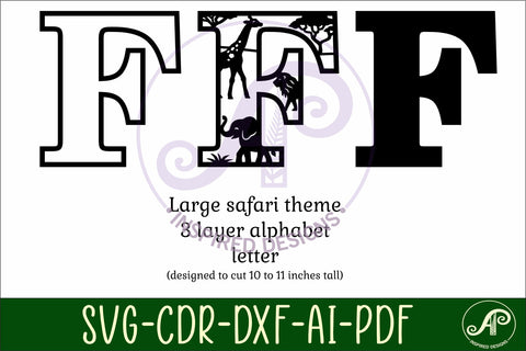 Safari animals Large F wall Letter 3 layer sign SVG APInspireddesigns 