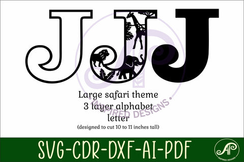 Safari animals Large J wall Letter 3 layer sign SVG APInspireddesigns 