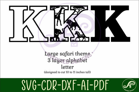 Safari animals Large K wall Letter 3 layer sign SVG APInspireddesigns 