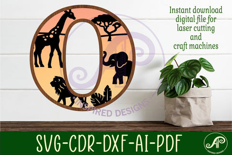 Safari animals Large O wall Letter 3 layer sign SVG APInspireddesigns 
