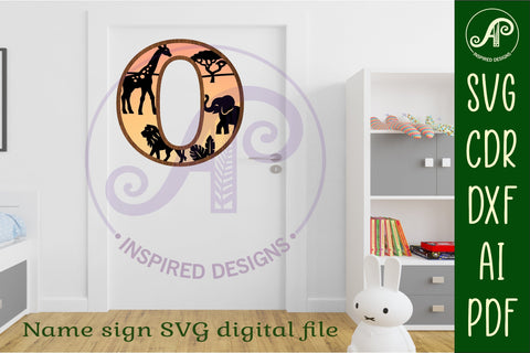 Safari animals Large O wall Letter 3 layer sign SVG APInspireddesigns 