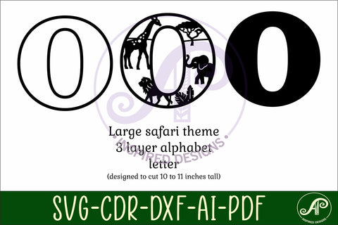 Safari animals Large O wall Letter 3 layer sign SVG APInspireddesigns 