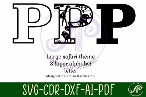 Safari animals Large P wall Letter 3 layer sign SVG APInspireddesigns 