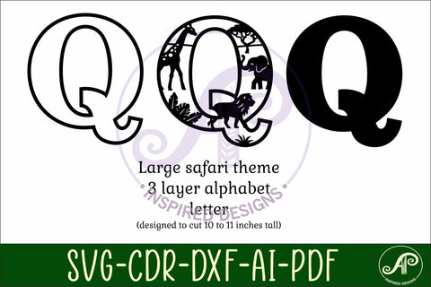 Safari animals Large Q wall Letter 3 layer sign SVG APInspireddesigns 