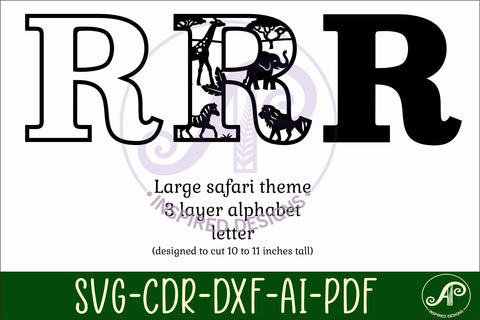 Safari animals Large R wall Letter 3 layer sign SVG APInspireddesigns 