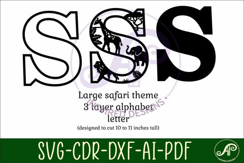 Safari animals Large S wall Letter 3 layer sign SVG APInspireddesigns 