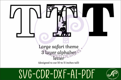 Safari animals Large T wall Letter 3 layer sign SVG APInspireddesigns 