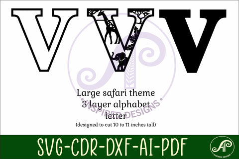 Safari animals Large V wall Letter 3 layer sign SVG APInspireddesigns 