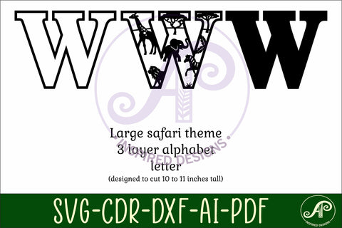 Safari animals Large W wall Letter 3 layer sign SVG APInspireddesigns 
