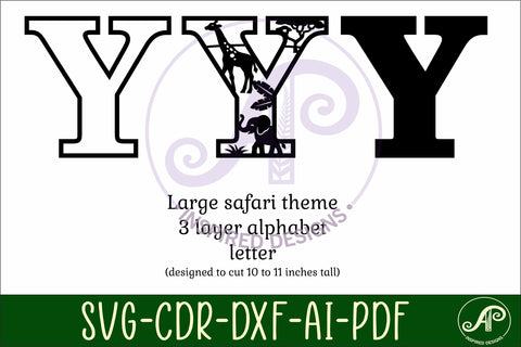Safari animals Large Y wall Letter 3 layer sign SVG APInspireddesigns 