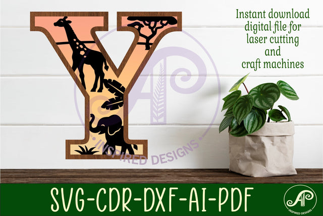 Safari animals Large Y wall Letter 3 layer sign SVG APInspireddesigns 