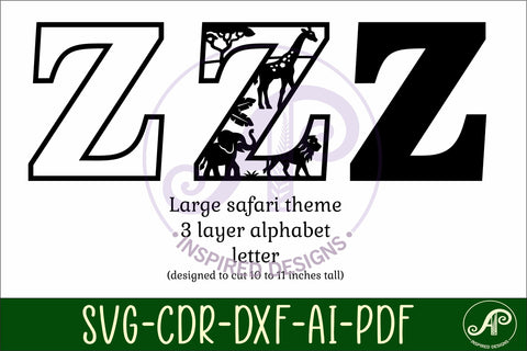 Safari animals Large Z wall Letter 3 layer sign SVG APInspireddesigns 
