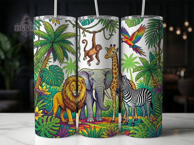 Safari Animals Watercolor 20oz Tumbler, Safari Animals, Watercolor Safari, Safari Tumbler, 20oz Tumbler, Animal Tumbler, Watercolor Animals, Tumbler Wrap Sublimation SvggirlplusArt 