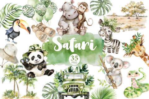 Safari Clipart Bundle | Jungle Animals Set SVG GlamArtZhanna 