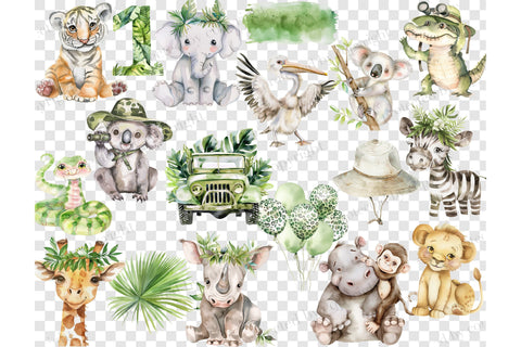 Safari Clipart Bundle | Jungle Animals Set SVG GlamArtZhanna 