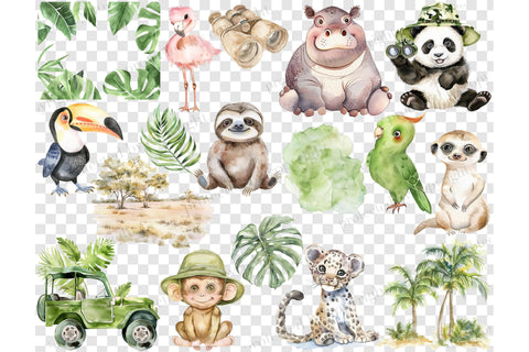 Safari Clipart Bundle | Jungle Animals Set SVG GlamArtZhanna 