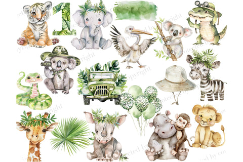 Safari Clipart Bundle | Jungle Animals Set SVG GlamArtZhanna 