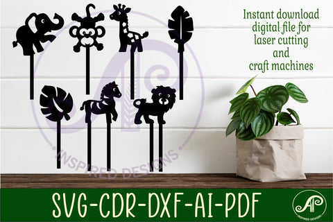 Safari cupcake toppers, 7 designs SVG laser cut SVG APInspireddesigns 