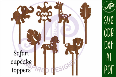 Safari cupcake toppers, 7 designs SVG laser cut SVG APInspireddesigns 