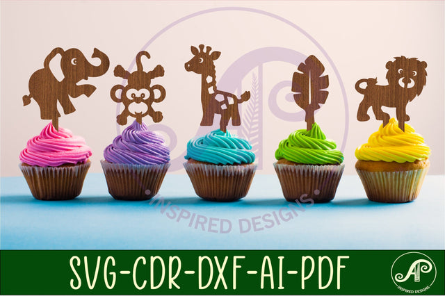 Safari cupcake toppers, 7 designs SVG laser cut SVG APInspireddesigns 