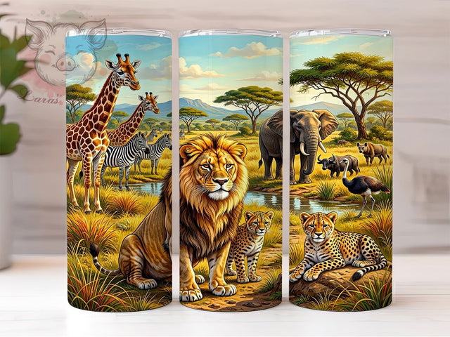 Safari Jungle Animal Fun 20oz Tumbler, Zoo Jungle, Wild African, Cute Jungle, Animal Gathering, 20oz Tumbler Wrap, Sublimation PNG Sublimation Lara' s Designs 