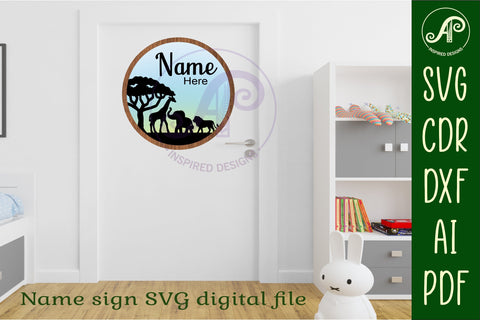 Safari layered personalized name wall art sign, SVG file SVG APInspireddesigns 