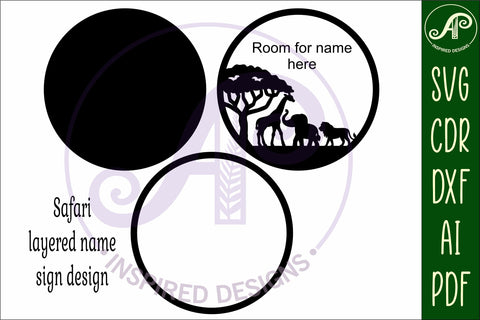 Safari layered personalized name wall art sign, SVG file SVG APInspireddesigns 