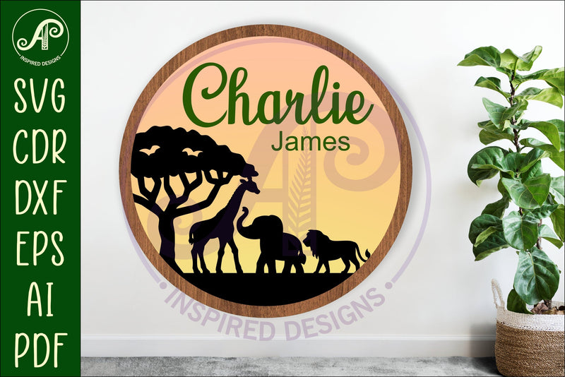 Safari layered personalized name wall art sign, SVG file SVG APInspireddesigns 