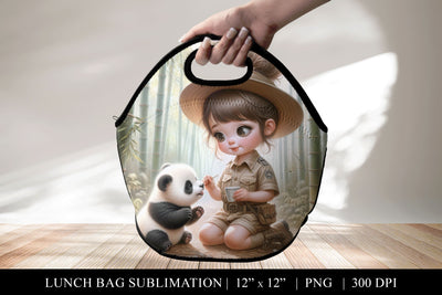 Safari Ranger and Panda Lunch Bag Sublimation Design Sublimation BijouBay 