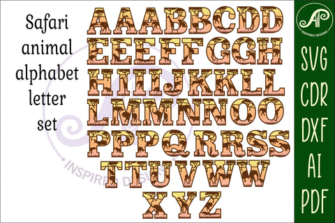 Safari theme alphabet set. 2 layer 49 letters. SVG APInspireddesigns 