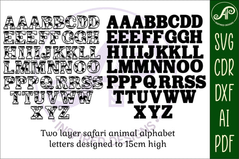 Safari theme alphabet set. 2 layer 49 letters. SVG APInspireddesigns 