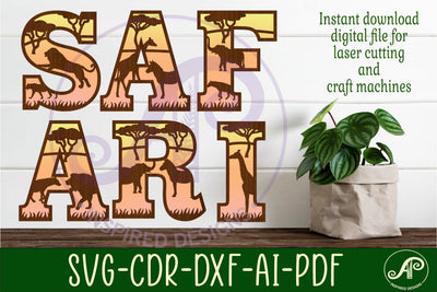 Safari theme alphabet set. 2 layer 49 letters. SVG APInspireddesigns 