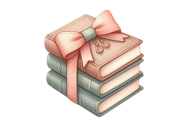 Sage Coquette Bow Book Stack Clipart Sublimation SVGista 