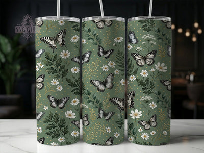 Sage Gold Butterfly 20oz Tumbler, Sage Gold Butterfly, Gold Butterfly, Sage Butterfly, Butterfly Tumbler, 20oz Tumbler, Sage Tumbler, Tumbler Wrap Sublimation SvggirlplusArt 