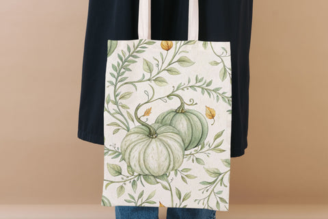 Sage Green Pumpkin Patch Toile Paper, Seamless Watercolor Pattern Bundle, Printable Scrapbook Paper, Botanical Autumn Design Collection Digital Pattern FloridPrintables 