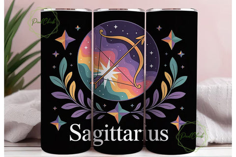 Sagittarius Zodiac 20oz Tumbler Wrap Sublimation PixelChick 