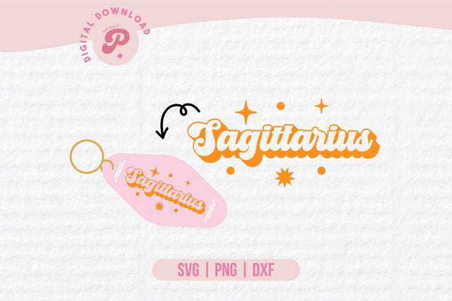 Sagittarius Zodiac Motel Keychain SVG SVG Totally Posie 