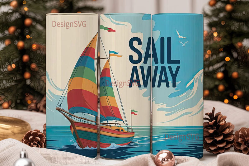 Sail Away Tumbler Wrap Sublimation DesignSVG 