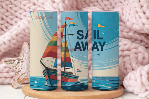 Sail Away Tumbler Wrap Sublimation DesignSVG 