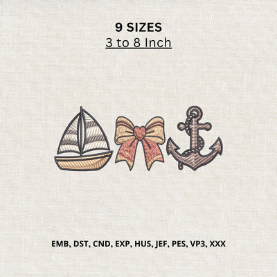 Sailboat Bow Anchor Machine Embroidery Design – Nautical Coastal Embroidery File Embroidery/Applique DESIGNS PatternFeed8 