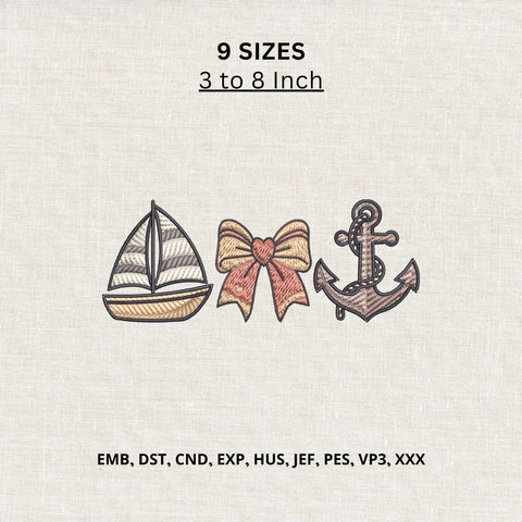 Sailboat Bow Anchor Machine Embroidery Design – Nautical Coastal Embroidery File Embroidery/Applique DESIGNS PatternFeed8 