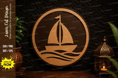 Sailboat Circle Laser Cut SVG Design SVG Regulrcrative 