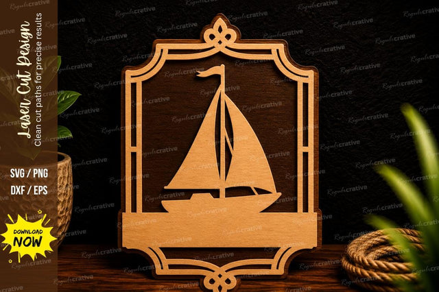 Sailboat Decorative Frame Laser Cut Svg Design SVG Regulrcrative 