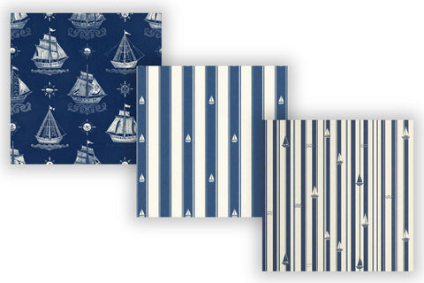 Sailboat Digital Paper Pack, Coastal Sailing Seamless Patterns, Regatta, Ocean Waves & Nautical Printable Crafts Digital Pattern FloridPrintables 