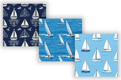 Sailboat Digital Paper Pack, Coastal Sailing Seamless Patterns, Regatta, Ocean Waves & Nautical Printable Crafts Digital Pattern FloridPrintables 